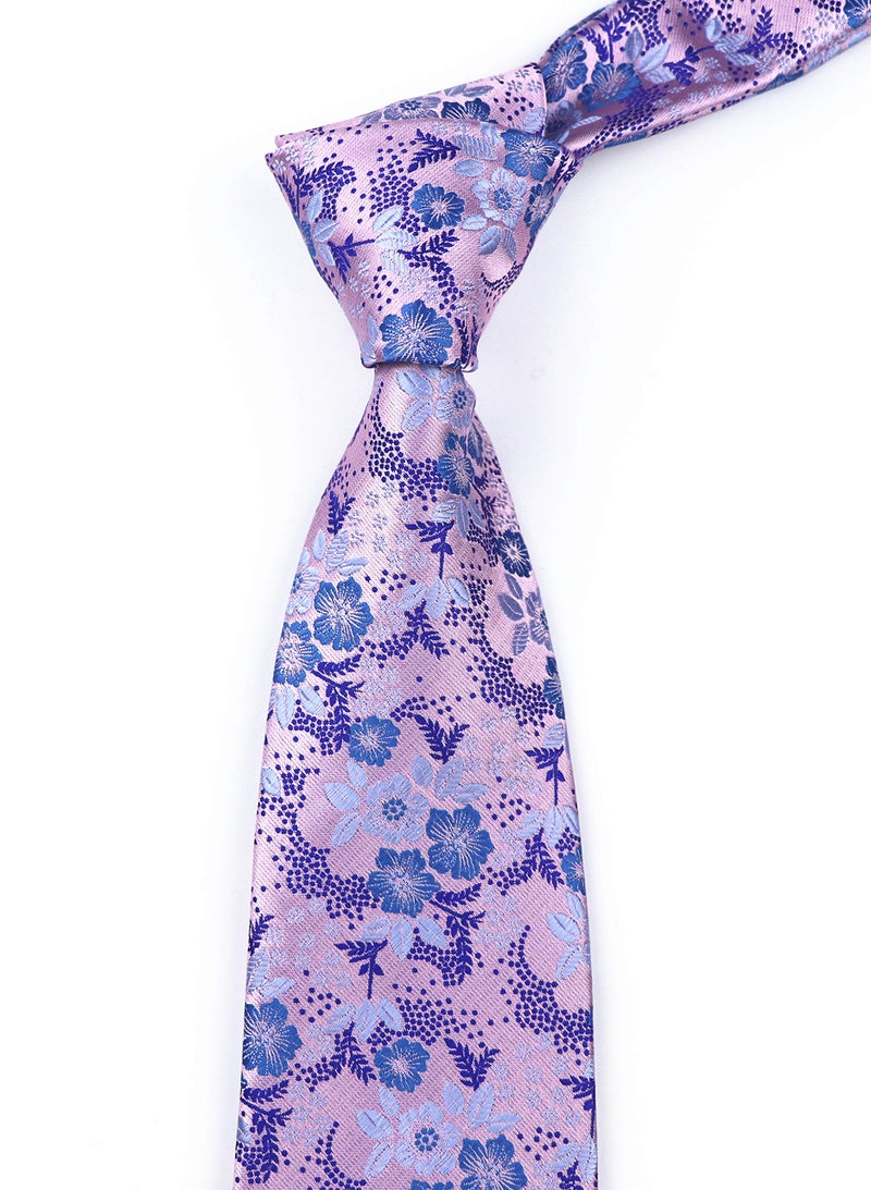 Elfeves Mens Silk Pink Blue Tie Summer Cool Gentleman Party Jacquard Self Cravat Necktie - Image 4